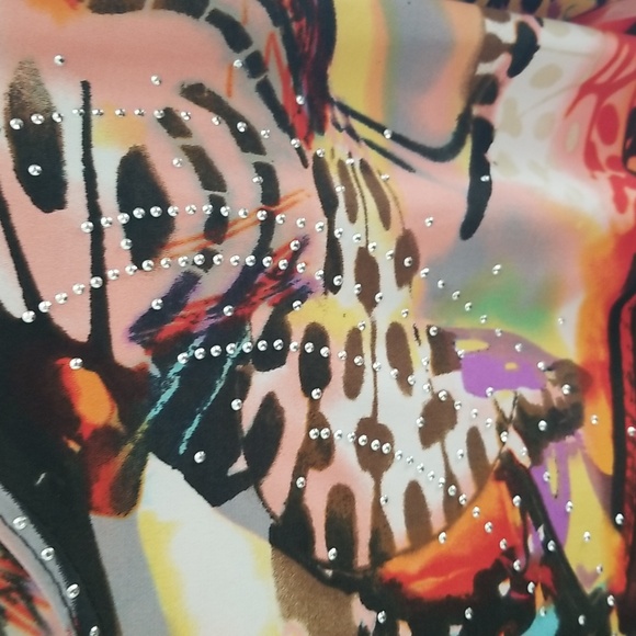 VALENTINA Vintage Vibrant Screen Print Embellished Tee Small - Picture 5 of 7